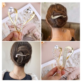 Qianyu 4 Pcs French Style Twist Hair Barrette Pearl Hair Clip Claws Banana Clip Durable Non-Slip Hairpin Flat Jaw Versatile Hair Accessories for Women Girls Thick Thin Styling