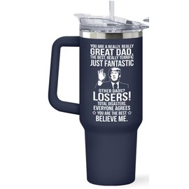 BETHEGIFT Gifts for Dad, Grandpa from Daughter, Son, Kids - Dad Gifts for Fathers Day - Birthday Gifts for Dad, Men, Grandpa - Funny Dad Tumbler 40oz With Handle, Navy