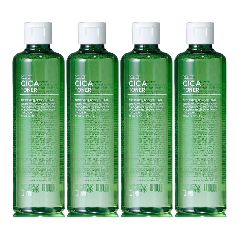 Ten Zero Moisturizing Relief Cica Toner 300ml 4 pieces Texture