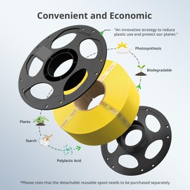 ANYCUBIC PLA Filament Refill 1.75mm, 3D Printer Filament, for Reusable Spools, Dimensional Accuracy +/- 0.02mm, Fit with Most Reusable Spools, 1KG, Yellow
