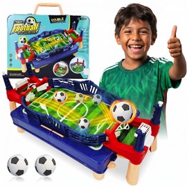 PowerKing Mesas de Futbolín con Caja Protable, Mini Juego de Futbolín de Mesa Juegos Deportivos de Competición, Juegos de Tirachinas de Mesa Juguetes para una Noche de Juegos Familiar Divertida