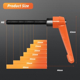 HAIMAYEE Adjustable Clamping Lever Handle, M8 Clamping Handle Nut Clamping Handle Locking Lever External Thread Handle Machine Handles 25 mm