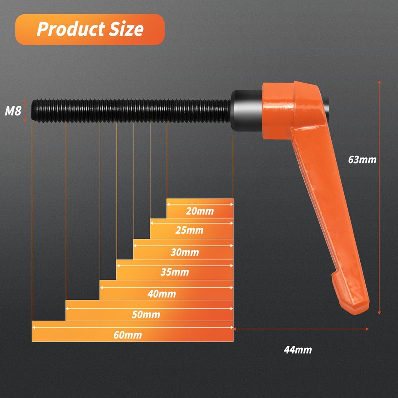 HAIMAYEE Adjustable Clamping Lever Handle, M8 Clamping Handle Nut Clamping