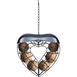 KALLAK Hanging Outdoor Wild Bird Feeder, Heart Shaped Suet Ball Bird Feed Dispenser (No Fat Ball)