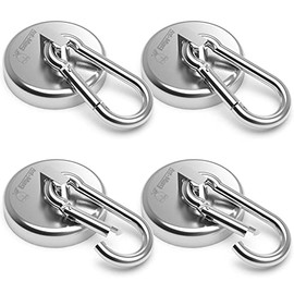 Ant Mag Carabiner Magnetic Hooks 155LBS Heavy Duty Neodymium Magnet Carabiner with Swivel Carabiner Snap Hook for Indoor/Outdoor Hanging Bagnet Grill Kitchen Purse Warehouse Office (L48-1 2 Pack)