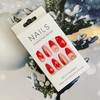 Christmas Press on Nails Almond-24Pcs Red Artificial Fake Nails with