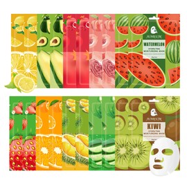 20PCS Fruit Face Mask Set,Moisturizing Sheet Facial Masks,Long Lasting,Easy to Use,Hydrating Face Sheet Masks for All Skin Types
