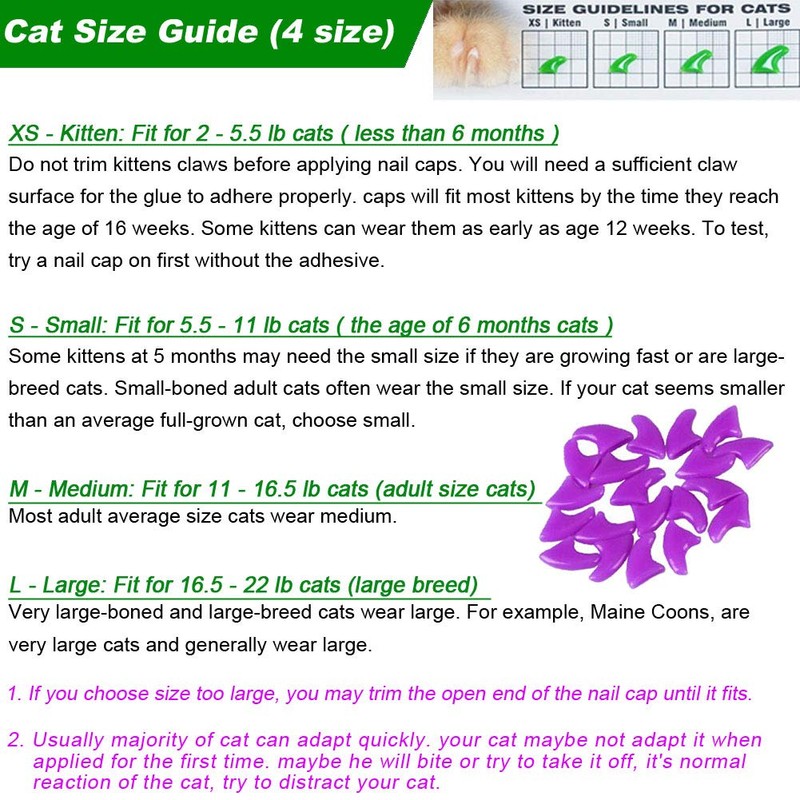 VICTHY 100pcs (10 Colors) Cat Nail Caps, Cat Claw Caps