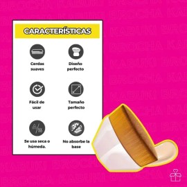 Brocha Facial Kabuki Plana Maquillaje Base Corrector Polvo                                                                                            
