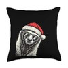 Honey Badger Christmas Santa Hat Pajama Funny Xmas Throw Pillow