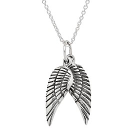 Treasure Bay Women's Silver Necklace | 925 Sterling Silver Angel Wings Pendant on 45cm Chain Necklace for Women and Girls - Elegant Jewelry Gift