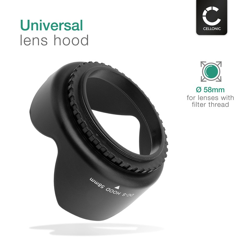 CELLONIC Ø 58mm Lens Hood Compatible for Ø 58mm Plastic