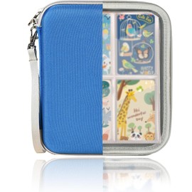 Tzylomirx Card Case Holder for Yoto Cards - 80 Pockets Card Holder Storage with Carry Strap and Zipper for Yoto Mini Cards, Card Binder Holder with Sleeves for Journey - Blue