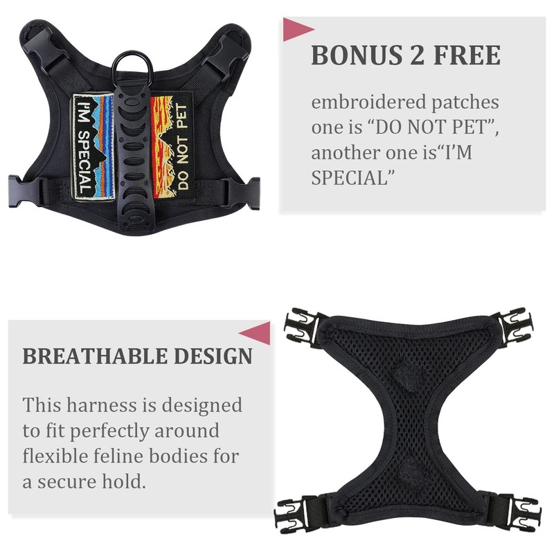 nanappice Tactical Cat Harness for Walking Escape Proof,Adjustable Pet Vest