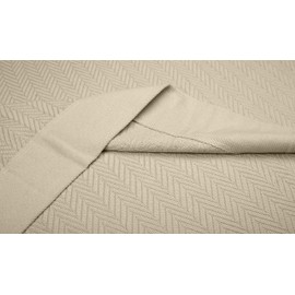 Threadmill 100% Pure Cotton, Luxury Twin Size Beige Blanket - Herringbone Pattern, Lightweight, Soft & Cozy Premium Fall Throw Blanket for All Seasons, 350GSM & 68x92 with Free Tote Bag