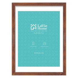 LaVie Home 20x28 Poster Frame Brown, Display Pictures 18x24 with Mat or 20x28 Without Mat, Stable and Sturdy Picture Frame with Polished Plexiglass, Horizontal and Vertical Format of The Wall（1 Pack）