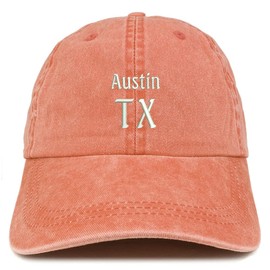 Trendy Apparel Shop Austin TX Embroidered Pigment Dyed Washed Baseball Cap - Orange