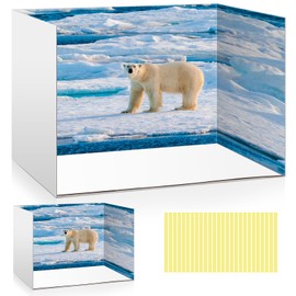 Leinuosen Diorama Kit Project Supplies Display Case Cardboard Diorama Box Cardboard with Double Sided Tapes for DIY Crafts 11.8 x 8.7 x 8.3 Inch (Arctic Animals)