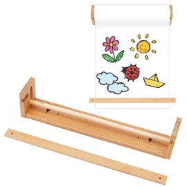 OLYCRAFT Wall Mount Kraft Paper Roll Holder for 12-Inch Paper Wooden Easel Paper Roll Holder Kraft Paper Roll Dispenser Kraft Paper Roll Display for Kitchen DIY Room Office Business Grocery