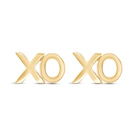 Wishrocks "XO" Stud Earrings With Push Back Minimalist Jewelry For Women in 14k Yellow Gold Plated Sterling Silver Jewelry gift for Women Christmas gift, valentines