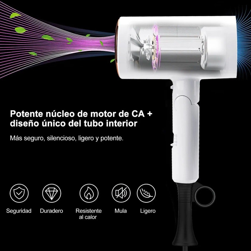 Secadora De Cabello De Iónico Negativo Portátil De 1800w