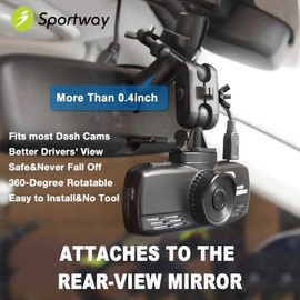 Sportway S60 Dash Cam Mirror Mount with 10pcs Joints Kit for Rove APEMAN CHORTAU Roav Nexar iiwey YI Z-Edge Old Shark Rexing KDLINKS Falcon Zero Transcend Crosstour VANTRUE... Most Car Dash Camera