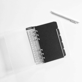 Refill for 21cm/A5 17cm/A6 6-Hole Cover Round Ring View Folder (Horizontal Black Paper, A6)