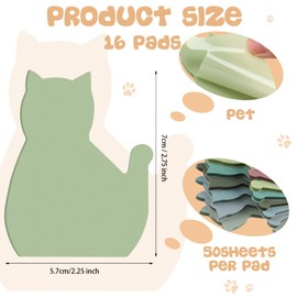 Ctosree 800 Sheets Cat Sticky Notes Set 8 Bright Color Sticky Note Pads Colorful Self Stick Funny Notepad Gift for Cat Lover Woman Cute Cat Desk Accessories for School Office Supplies (Morandi Colors)