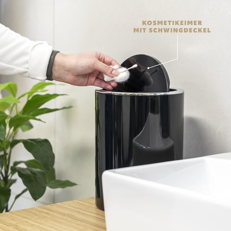Bremermann bathroom series Savona cosmetic bin with a swing lid,