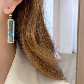 Blue Earrings Long Dangle Pearl Earrings for Women Gold Drop Acrylic Summer Jewelry Gifts for Women Trendy