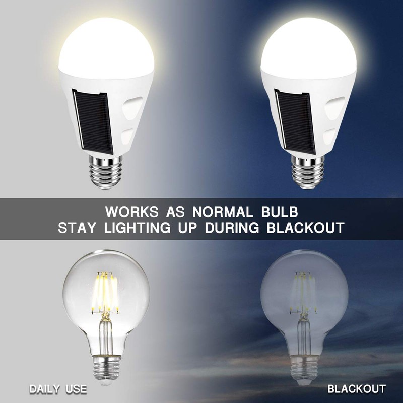 Shinelan 4 Pack LED Solar Emergency Light Bulbs for Home