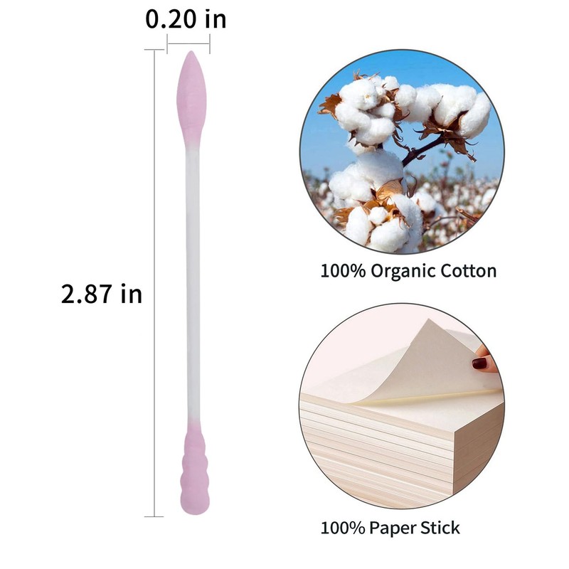 HOMEFOX Black Cotton Swabs Spiral Pointed - 200 Count Organic