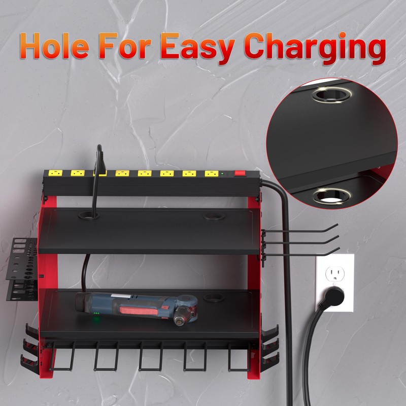 CFMASTER Power Tool Organizer Wall Mount wtih Charging Station,4 Drill