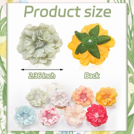 Giftmeet Faux Flowers Head Artificial Peony, Green Silk Flowers Heads for Crafting, 2.4 Inch Fake Peonies Flowers Heads for Floral Arrangements, Wedding Bouquets, Hat Clothing Accessories 16 Pcs