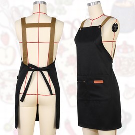 Invalidism 2 Pack Kitchen Apron for Women - Unisex Adjustable Cooking Apron with Pockets, Canvas Waterproof Apron Chef Bakers Apron for Home Kitchen, Restaurant, Coffee House(Waist)