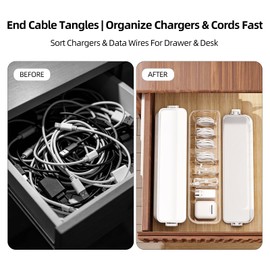 MSHOMELY 2 Pack Cable Organizer Box with Lid, Charge Cord Storage Organizer