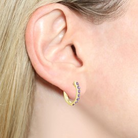 GAVU Women's Crystal Earrings Silver 925 Hoop Earrings with Zirconia Gold Earrings, Sterling Silver Cubic Zirconia, Cubic Zirconia