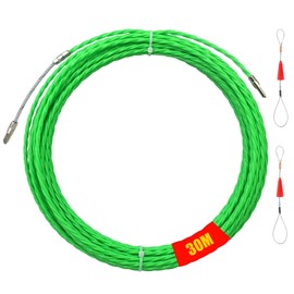 Cable Retractor, 30 m Polyester Retractable Wire, 4 mm Retractable Spiral Pull Wire Diameter, Cable Retraction Aids, Retractable Tape with 2 Guide Springs, Pull Wire Retractable Spiral, for