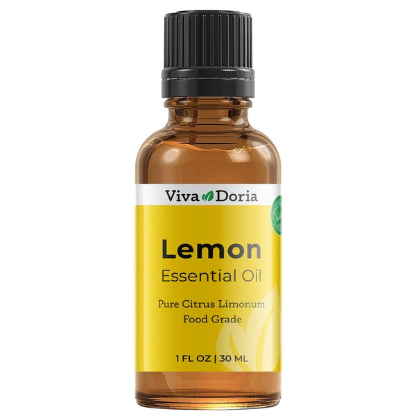 Viva Doria 100% Pure Lemon Essential Oil, Undiluted, Food Grade, USA Lemon Oil, 30 mL (1 Fl Oz)