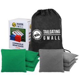Tailgating Gmall Cornhole Bags Set of 8 Regulation Professional Corn Hole Bean Bags Weather Resistant for Tossing Adults Yard Game (8, Green&Grey)