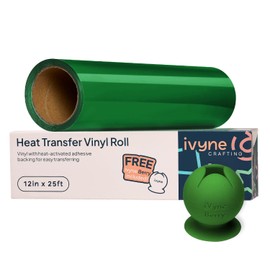 iVyne, HTV Heat Transfer Vinyl Roll, Iron On Vinyl Sheets for Cricut, Heat Press Vinyl for T-Shirts, Caps, & Crafting Projects, 12" x 25 ft White HTV Vinyl Roll, Green