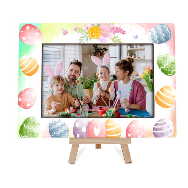 Cazhes Easter Picture Frame, Easter Gifts, Spring Floral Eggs 4x6