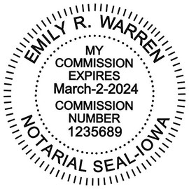 Round Notary Stamp for State of Iowa- Self Inking Stamp - Top Brand Unit with Bottom Locking Cover for Longer Lasting Stamp - 5 Year Warranty