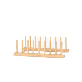 Shores Kitchenware Bamboo Plate/Lid Rack Holder Organizer (8 Slots)