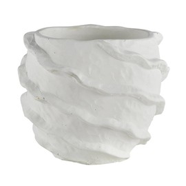 47th & Main Plant Pot Textured Cement Planter for Flowers Succulents Small Plants and More, 4" Dia x 4.5" H, White