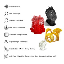 RepRapper Casting 3D Printer Resin, Castable LCD UV-Curing 1kg 3D Printing Resin, Easy to Print and Use, High Resolution 405nm Photopolymer 3D Resin for Jewelries, Bracelet and Metal Parts, Black