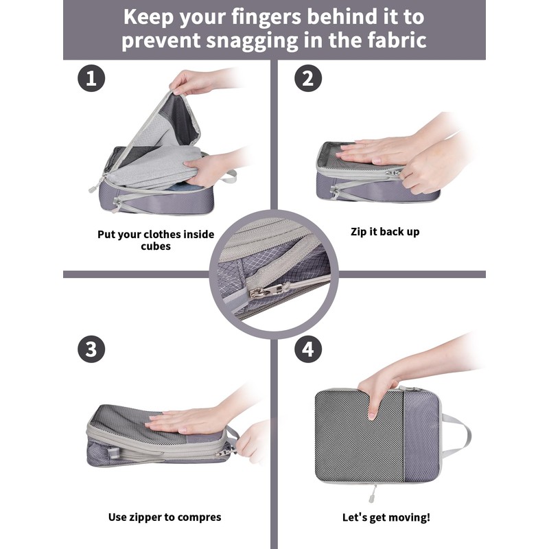 NMNGB Compression Packing Cubes for Carry on Suitcase, 6 Set