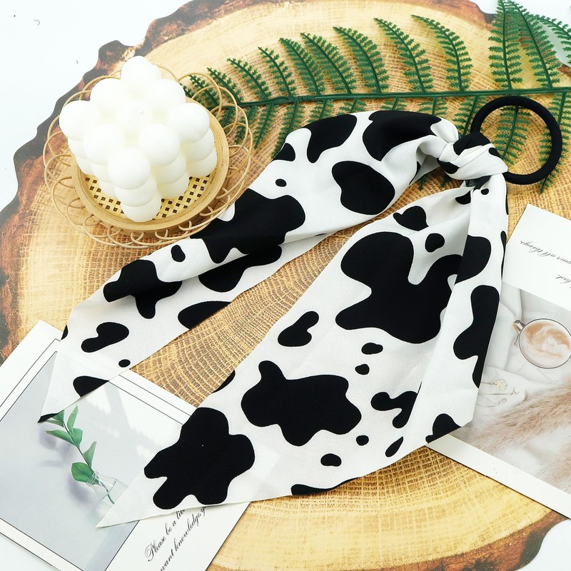 Cow Print HairBand, Elastic Non-Slip Bow Hair Tie Ropes, Hair