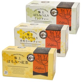 Lakshimi Premium Honey Tea, Chamomile Tea with Honey, Mint Tea with Premium Honey, 3 Types, 1 Set of Each