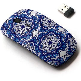 CJCBROES 2.4G Wireless Mouse with Cute Pattern Design for All Laptops and Desktops with Nano Receiver - Luxury Damask Flower